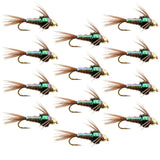 Tungsten Bead Head Flash Back Pheasant Tail Nymph 1 Dozen Flies  Size 10