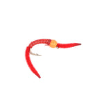 3 Pack San Juan Power Worm Hot Head Orange Bead Red V-Rib - Hook Size 10