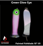 Ice Strong Outdoors - 10" Painted Glow UV Dual Fin Fishblades