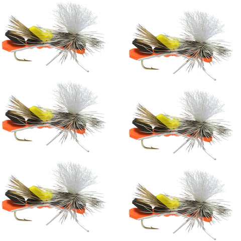 Parachute Chernobyl Ant Black Orange Foam Body Grasshopper Fly - 6 Flies Hook Size 10