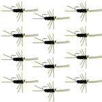Barbless Pat's Rubber Legs Tungsten Bead Jigged Black Euro Nymph  - Set of 12 Flies Hook Size 10