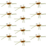 Barbless Pat's Rubber Legs Tungsten Bead Jigged Coffee/Tan Euro Nymph  - Set of 12 Flies Hook Size 10