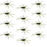 Barbless Pat's Rubber Legs Tungsten Bead Jigged Dark Olive Euro Nymph  - Set of 12 Flies Hook Size 10