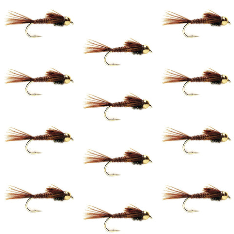 Tungsten Bead Head  Pheasant Tail Nymph 1 Dozen Flies  Size 16