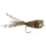 Natural Deer Hair and Grizzly Bass Popper 6 Flies Hook Size 8 Bass Fly Fishing Bug Wide Gape Bass Hooks With Weed Guard