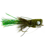 Flashtail Bass Popper 6 Flies Size 8 - Olive Bass Fly Fishing Bug Wide Gape Bass Hooks With Weed Guard