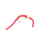 3 Pack San Juan Power Worm Gold Bead Head Red V-Rib - Hook Size 14