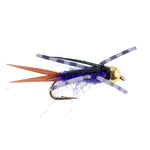 Bead Head Purple Batman Rubber Legs Nymph Fly - 6 Flies Hook Size 12