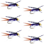 Bead Head Purple Batman Rubber Legs Nymph Fly - 6 Flies Hook Size 14