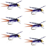 Bead Head Purple Batman Rubber Legs Nymph Fly - 6 Flies Hook Size 16