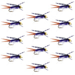 Bead Head Purple Batman Rubber Legs Nymph Fly - 12 Flies Hook Size 12