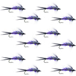 Double Bead Purple Psycho Prince Nymph Fly Fishing Flies - 1 Dozen Flies Hook Size 12