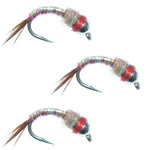 3 Pack Bead Head Rainbow Warrior Nymph Fly Fishing Flies Hook Size 16