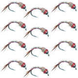 Bead Head Rainbow Warrior Nymph Fly Fishing Flies One Dozen Hook Size 16