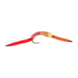 3 Pack San Juan Bead Head Power Worm Half Brown Half Red V-Rib - Hook Size 10