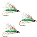 3 Pack Soft Hackle Partridge and Green Fly Fishing Wet Flies - Hook Size 14