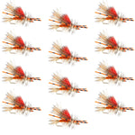 Kaufmann's Orange Crystal Stimulator Rubber Legs Dry Fly - 1 Dozen Flies Hook Size 10