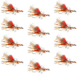 Kaufmann's Orange Crystal Stimulator Rubber Legs Dry Fly - 1 Dozen Flies Hook Size 10