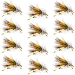 Kaufmann's Yellow Crystal Stimulator Rubber Legs Dry Fly - 1 Dozen Flies Hook Size 10