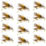 Kaufmann's Yellow Crystal Stimulator Rubber Legs Dry Fly - 1 Dozen Flies Hook Size 14