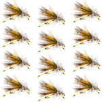 Kaufmann's Yellow Crystal Stimulator Rubber Legs Dry Fly - 1 Dozen Flies Hook Size 8