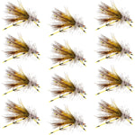 Kaufmann's Yellow Crystal Stimulator Rubber Legs Dry Fly - 1 Dozen Flies Hook Size 16