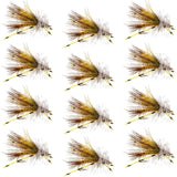 Kaufmann's Yellow Crystal Stimulator Rubber Legs Dry Fly - 1 Dozen Flies Hook Size 16