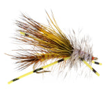 Kaufmann's Yellow Crystal Stimulator Rubber Legs Dry Fly - 1 Dozen Flies Hook Size 14