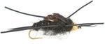 3 Pack Barbless Gold Bead Kaufmann's Black Stone Fly with Rubber Legs - Stonefly Wet Fly - Hook Size 10