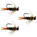 3 Pack Black Tungsten Bead Prince Jig Tactical Czech Nymph Euro Nymphing Fly - Hook Size 16