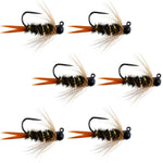 Black Tungsten Bead Prince Jig Tactical Czech Nymph Euro Nymphing Fly - 6 Flies Size 14