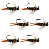 Black Tungsten Bead Prince Jig Tactical Czech Nymph Euro Nymphing Fly - 6 Flies Size 10