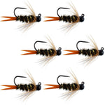 Black Tungsten Bead Prince Jig Tactical Czech Nymph Euro Nymphing Fly - 6 Flies Size 16