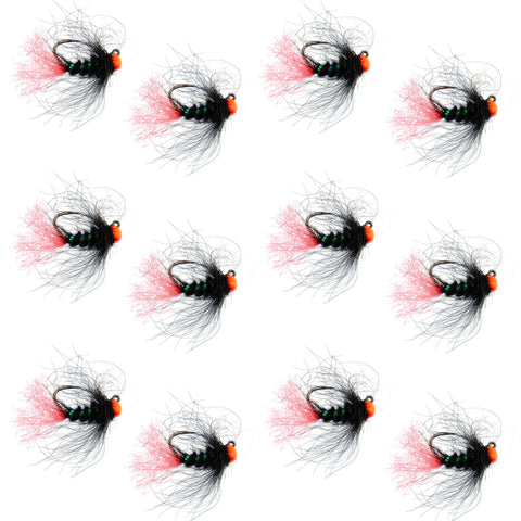 Tungsten Hot Bead Jig Tactical Blow Torch Czech Nymph Euro Nymphing Fly - 1 Dozen Flies Size 16