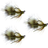 3 Pack Tungsten Bead Tactical Olive Mini Bugger Czech Nymph Euro Nymphing Fly - 3 Flies Size 8