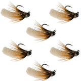 Tungsten Bead Cream Mop Fly Tactical Jig Czech Euro Nymph Barbless - 6 Flies Size 14