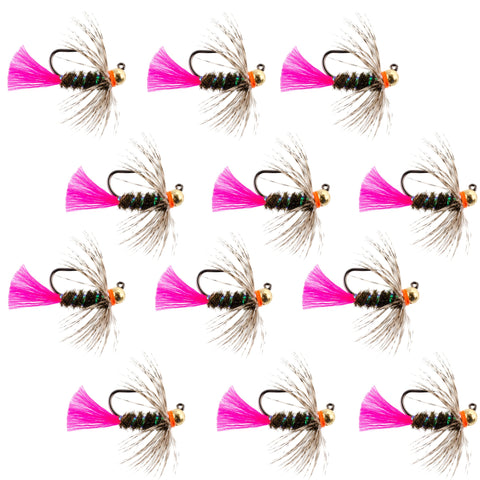 Tungsten Bead Jig Tactical Blow Torch Czech Nymph Euro Nymphing Fly - 1 Dozen Flies Size 12