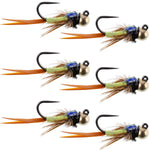 Tungsten Bead Tactical Jig Copper John Chartreuse Czech Nymph Euro Nymphing Fly - 6 Flies Size 12