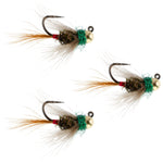 3 Pack Tungsten Bead Tactical CDC Frenchie Czech Nymph Euro Nymphing Fly - Hook Size 14