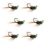 Tungsten Bead Tactical CDC Frenchie Czech Nymph Euro Nymphing Fly - 6 Flies Size 14