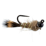 Black Tungsten Bead Tactical Hares Ear Czech Nymph Euro Nymphing Fly - 6 Flies Size 14