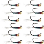 Tungsten Bead Black Perdigon Tactical Jig Czech Euro Nymph Spanish Nymphing Fly - 1 Dozen Flies Size 14