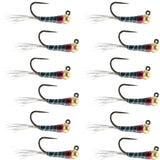 Tungsten Bead Black Perdigon Tactical Jig Czech Euro Nymph Spanish Nymphing Fly - 1 Dozen Flies Size 16