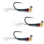 3 Pack Tungsten Bead Black Perdigon Tactical Jig Czech Euro Nymph Spanish Nymphing Fly - Hook Size 18