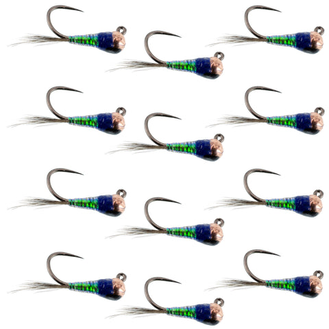 Tungsten Bead Gasolina Perdigon Tactical Jig Czech Euro Nymph Spanish Nymphing Fly - 1 Dozen Flies Size 18