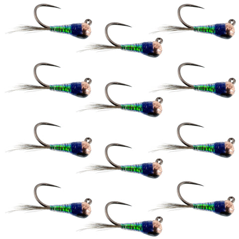 Tungsten Bead Gasolina Perdigon Tactical Jig Czech Euro Nymph Spanish Nymphing Fly - 1 Dozen Flies Size 16