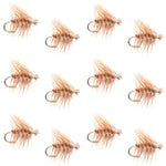 Barbless Tan Elk Hair Caddis Classic Trout Dry Flies 1 Dozen Flies Size 16