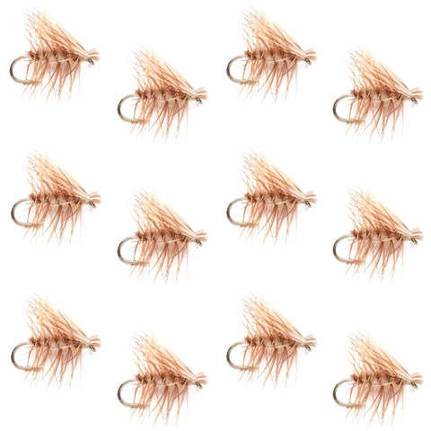 Barbless Tan Elk Hair Caddis Classic Trout Dry Flies 1 Dozen Flies Size 18