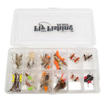 Trout Fly Assortment - Essential Terrestrials Fly Fishing Flies Collection - Includes Foam Hoppers, Ants, Beetles, and Cicadas - 2 Dozen Trout Flies with Fly Box