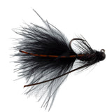 Tungsten Bead Tactical Black Mini Bugger Czech Nymph Euro Nymphing Fly - 6 Flies Size 8